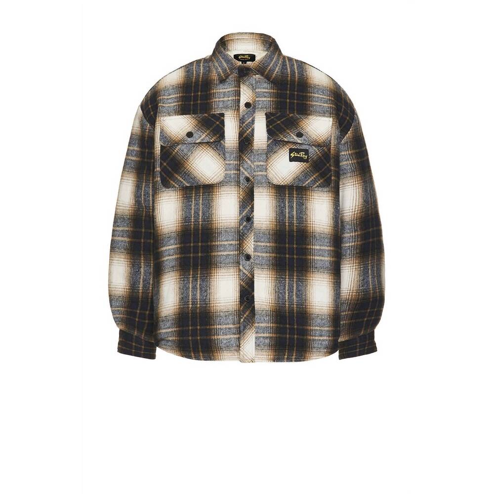 NEW STAN RAY men's quilted plaid overshirt in navy